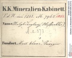 Etiketten zu Molybdänit (NHMW-MIN-Ar373)